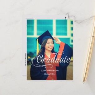 Modern Single Photo Simple Script Graduation Card