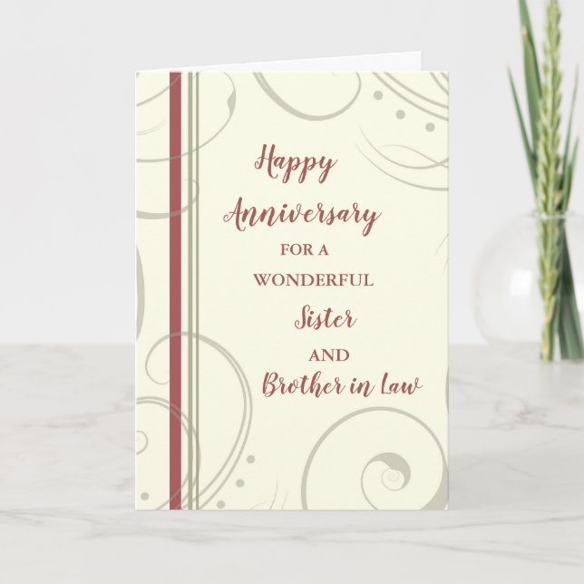 Modern Sister and Brother in Law Anniversary Card (Front)