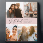 Modern Sisterhood Photo Collage Blush Pink Plaque<br><div class="desc">Enjoy a special photo collage keepsake of your sisters or best friends. Featuring a signature style typography with a heart on top and some text for you to customise. If you would like to change anything font size,  colour etc,  click on customise further to access the design panel.</div>