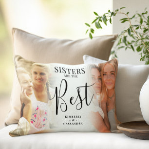 Modern 'SISTERS' are the best Photo Keepsake Lumbar Cushion