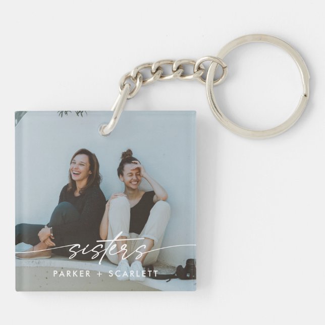 Modern Sisters Create Your Own Photo Script Key Ring (Back)