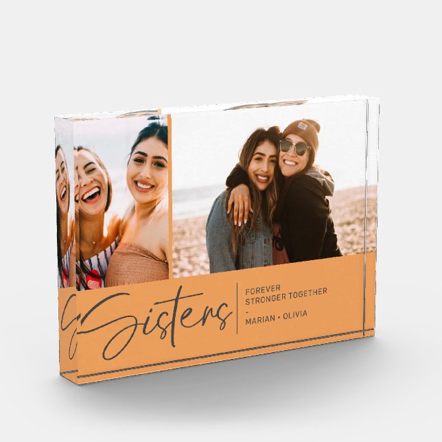 Modern Sisters Keepsake Two Photos Pale Orange (Left)