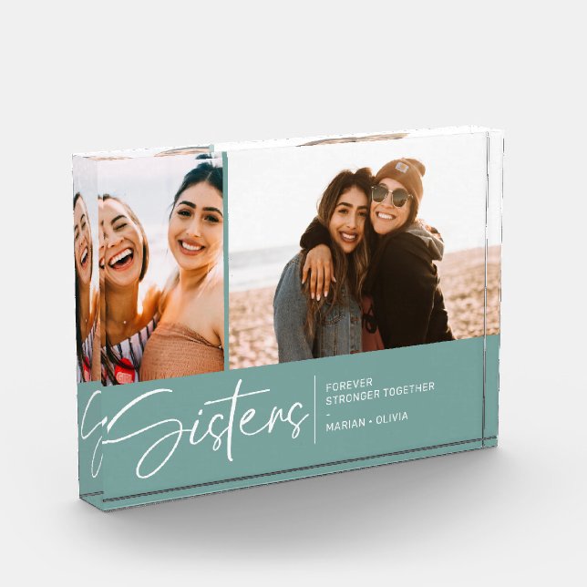 Modern Sisters Keepsake Two Photos Smoky Teal (Left)