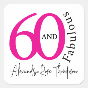 Modern Sixty and Fabulous 60th Birthday Party Square Sticker