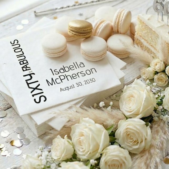 Modern Sixty and Fabulous Bold Birthday Party Napkin (Creator Uploaded)