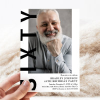 Modern SIXTY Photo 60th Birthday Party Invitation