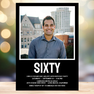 Modern SIXTY Photo 60th Birthday Party Invitation