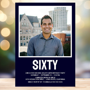 Modern SIXTY Photo 60th Birthday Party Invitation