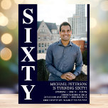 Modern SIXTY Photo 60th Birthday Party Invitation<br><div class="desc">This men's 60th Birthday Bold Type Photo Invitation is perfect for celebrating the man in your life who's turning sixty. The word "sixty" is in a fabulous bold cap font in white on navy blue. You choose the photo which makes this invitation unique to your guest of honour. The templates...</div>