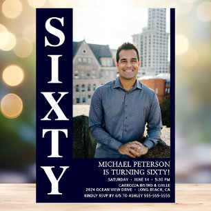 Modern SIXTY Photo 60th Birthday Party Invitation