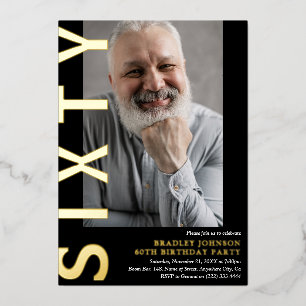 Modern SIXTY Photo 60th Birthday Party Invitation