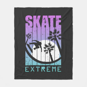 Modern Skate Extreme Skateboarding Fun Tropical Fleece Blanket