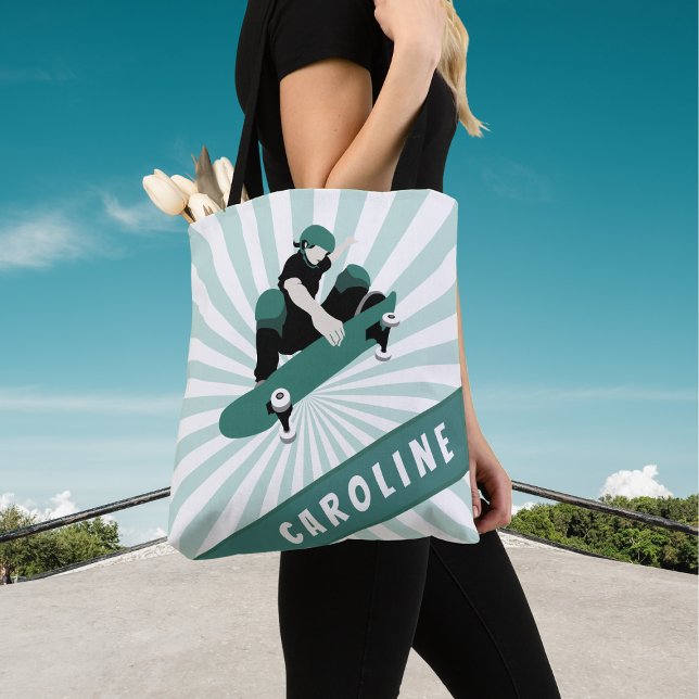 Modern Skateboarding Girls Skater Name Cool Sports Tote Bag (Creator Uploaded)