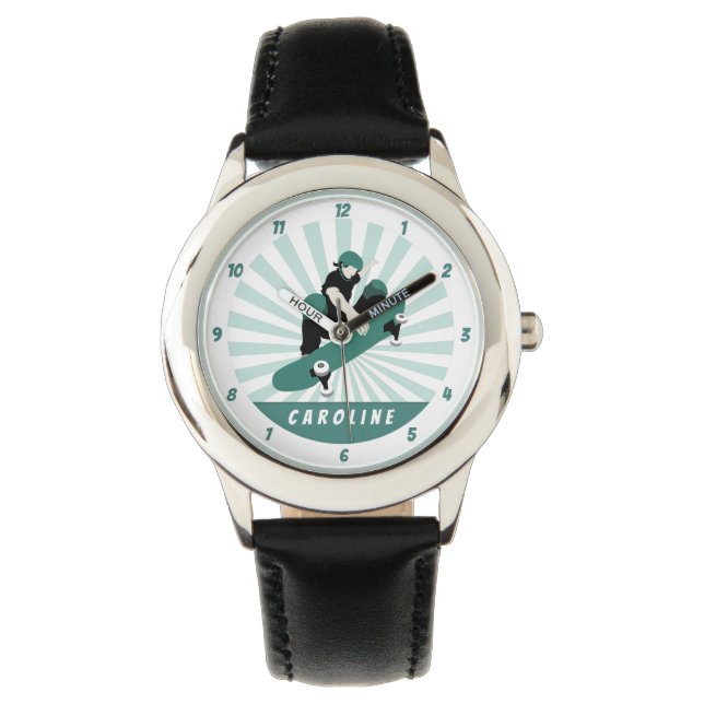 Modern Skateboarding Girls Skater Name Cool Sports Watch (Front)