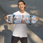 Modern Skater Dad Photo Collage Skateboard<br><div class="desc">Looking for a unique personalised gift for your skateboarding dad this fathers day, christmas or birthday, then this skateboard is perfect! Featuring 3 favourite photos and a template greeting, personalised with your names. All the font styles, sizes and colours can be changed by clicking on the customise further link after...</div>