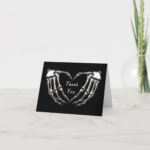 Modern Skeleton Gothic Hands Love Heart Shape Thank You Card