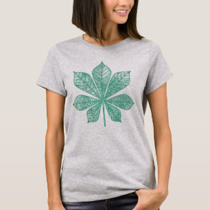 Modern Skeleton Green Maple Leaf T-Shirt
