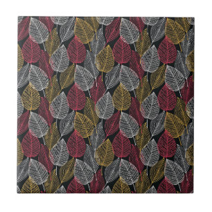 Modern Skeleton Leaves Autumn Pattern Tile