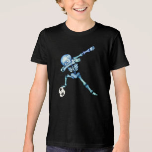 Modern Skeleton Soccer Dab Pose Colorful Tri-Blend Shirt