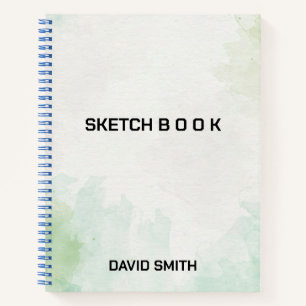 modern sketchbook with name notebook