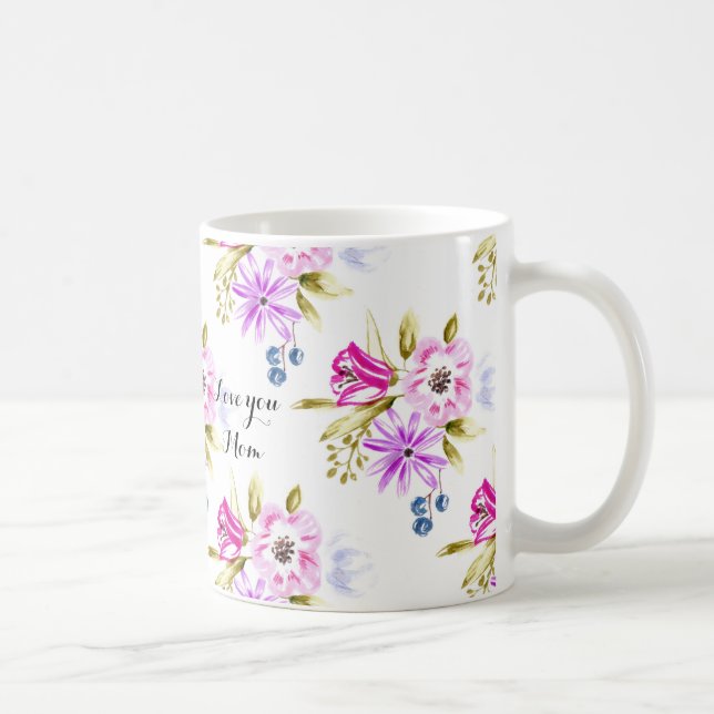 Modern Sketchy Floral Print Coffee Mug (Right)