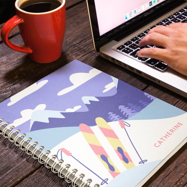 Modern Skiing Winter Ski Slopes Personalised Notebook (Creator Uploaded)