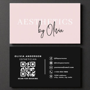 Modern Skincare Esthetician QR Code Blush Pink Business Card