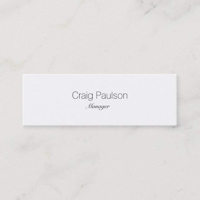 Modern Skinny Elegant White Business Card (Front)