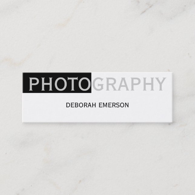 Modern Skinny White Grey Black Business Card (Front)