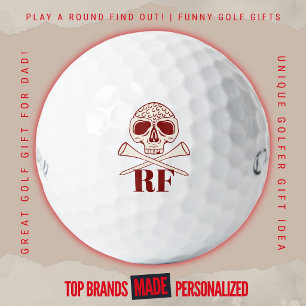 Modern Skull and Cross Tees Monogrammed Initials Golf Balls