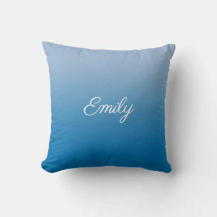 Modern Sky Blue Gradient Script Name Cushion