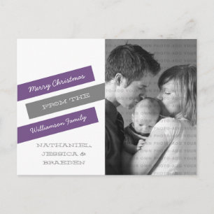 Modern Slant Photo Postcard (Purple/Grey)