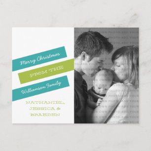Modern Slant Photo Postcard (Teal/Green)
