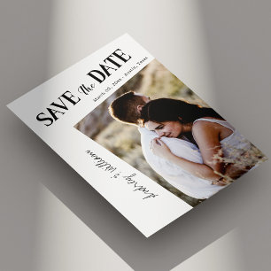 Modern Slanted Photo Save the Date Card Minimalist