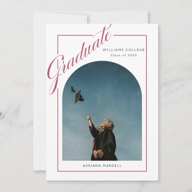 Modern Slanted Script Graduation Announcement (Front)