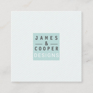 Modern Slanted Stripe Teal White Elegant Designs Square Business Card