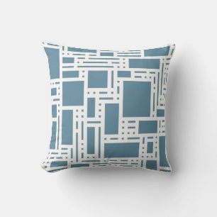 Modern Slate Blue Abstract Geometric Throw Pillow