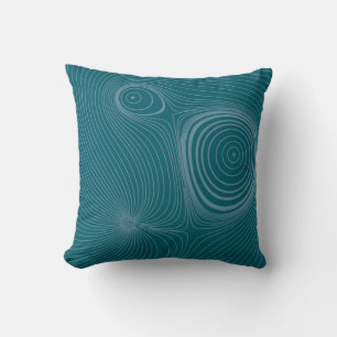 Modern Slate Blue Psychedelic Topographic Line Art Cushion