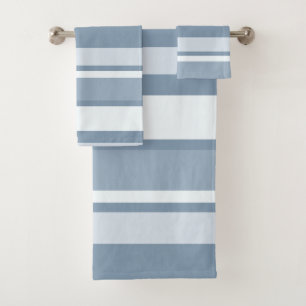Modern Slate Blue & Steel Gray Vertical Stripes Bath Towel Set