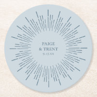 Modern Slate Blue Sunburst Wedding