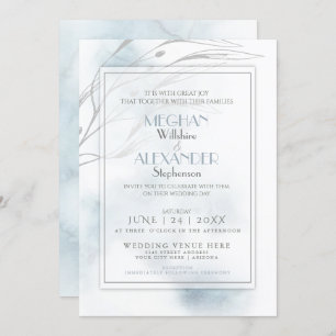 Modern Slate Blue Watercolor Splash Invitation