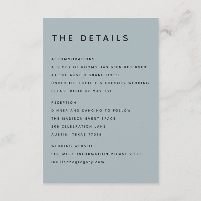 Modern Slate Editorial All Caps Enclosure Card (Front)