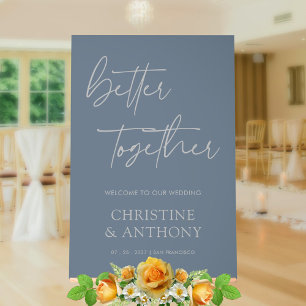 Modern Slate Grey & Silver Better Together Wedding Acrylic Sign