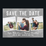 Modern Slate Snapshots Save The Date 3 Photo<br><div class="desc">Share your news with this chic save the date card featuring three snapshot photos and a textured grey background.</div>