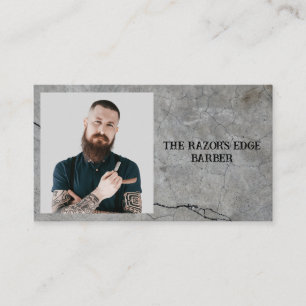 Modern Sleek Black and Grey Barbershop  Business Card