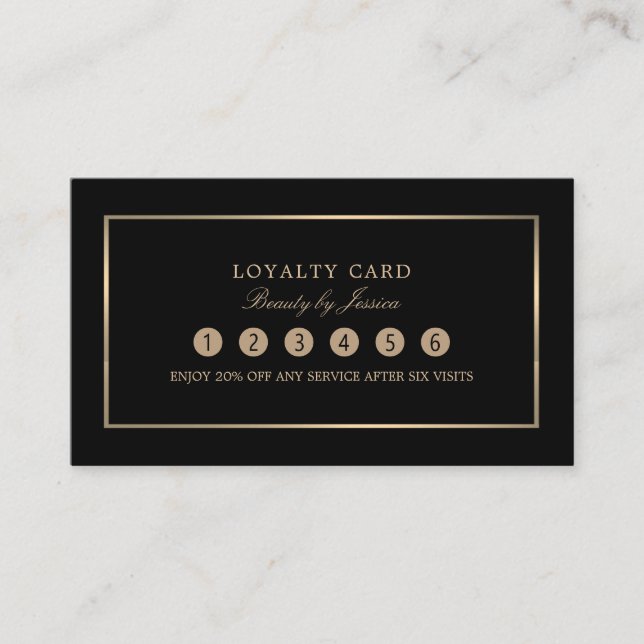 Modern & Sleek, Black & Gold, Loyalty Card (Front)