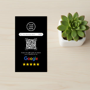 Modern Sleek Black Google Review QR Code Business Card
