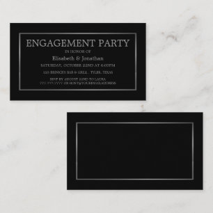 Modern/Sleek Black/Silver Engagement Party Invite