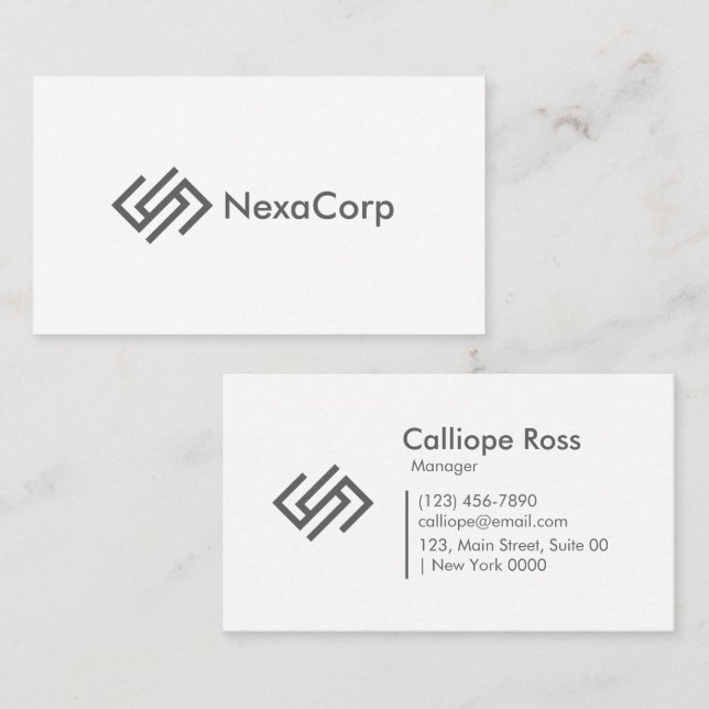 Modern Sleek Clean Monochrome Geometric Bold  Business Card (Front/Back)