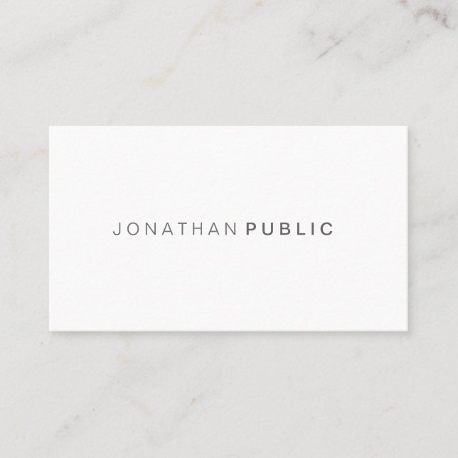 Modern Sleek Design Professional Elegant Plain Business Card (Front)